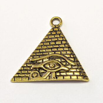 Egyptian Eye of Horus Pyramid Pendant Antique Gold