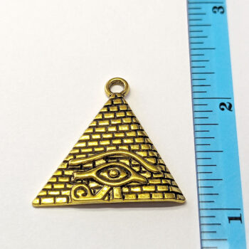 Egyptian Eye of Horus Pyramid Pendant Antique Gold - Image 2