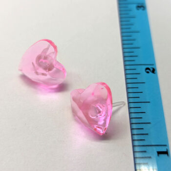 Pink Heart Resin Stud Earrings - Image 2