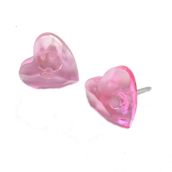 Pink Heart Resin Stud Earrings