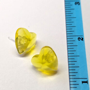 Yellow Heart Resin Stud Earrings - Image 2