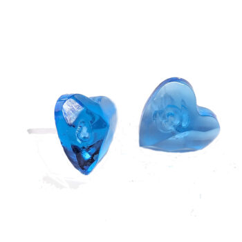 Blue Heart Resin Stud Earrings