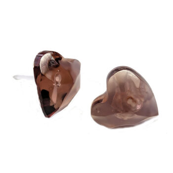 Brown Heart Resin Stud Earrings