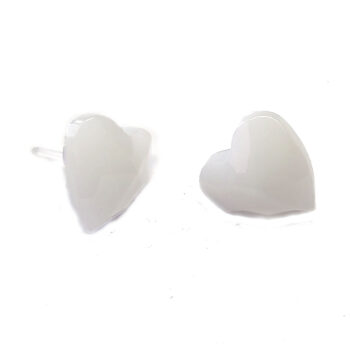 White Heart Resin Stud Earrings