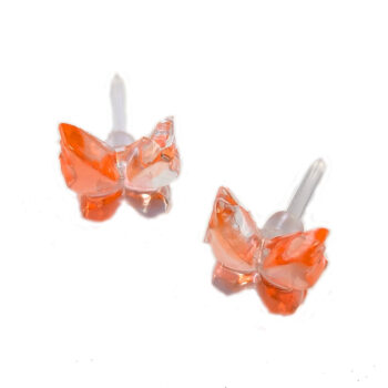 Delicate Butterfly Orange and Clear Resin Stud Earrings