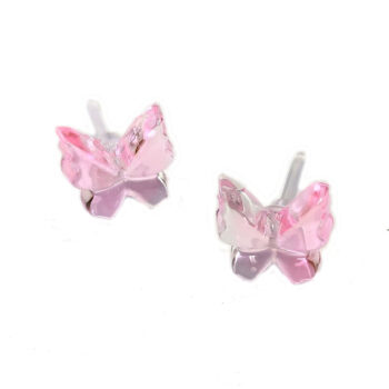 Delicate Butterfly Pink and Clear Resin Stud Earrings