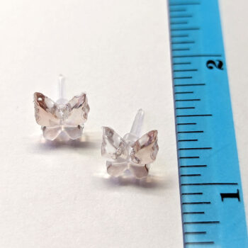 Delicate Butterfly Brown and Clear Resin Stud Earrings - Image 2