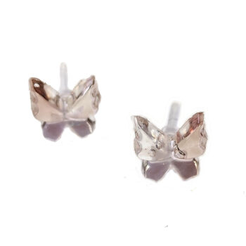 Delicate Butterfly Brown and Clear Resin Stud Earrings