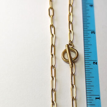 18k Gold Plated Stainless Steel Paper Clip Choker Necklace Toggle Clasp - Image 2