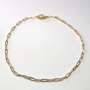 18k Gold Plated Stainless Steel Paper Clip Choker Necklace Toggle Clasp