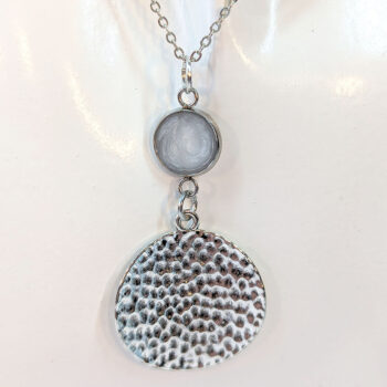 Modern Stamped Round Resin Stainless Steel Connector Necklace Silver - Image 5