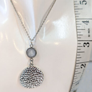 Modern Stamped Round Resin Stainless Steel Connector Necklace Silver - Image 4