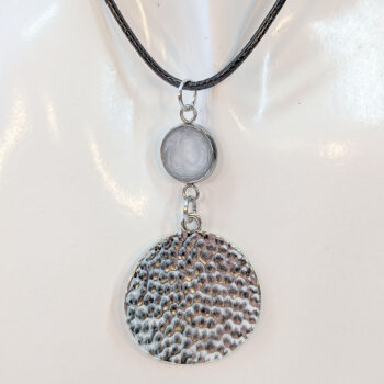 Modern Stamped Round Resin Stainless Steel Connector Necklace Silver - Image 3