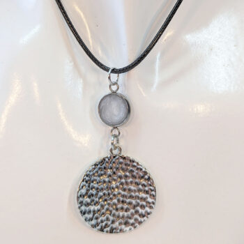 Modern Stamped Round Resin Stainless Steel Connector Necklace Silver - Image 2