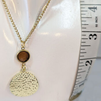 Modern Stamped Round Resin Stainless Steel Connector Necklace Gold - Image 3