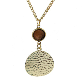 Modern Stamped Round Resin Stainless Steel Connector Necklace Gold