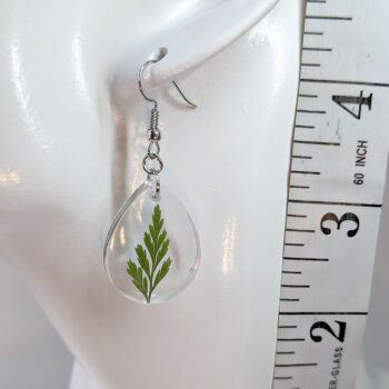 Dried Real Fern Leaf Teardrop Resin Earrings - Image 2