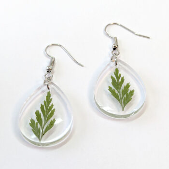 Dried Real Fern Leaf Teardrop Resin Earrings - Image 5