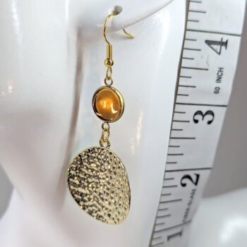 Modern Stamped Round Resin Connector Earrings Gold - Image 2