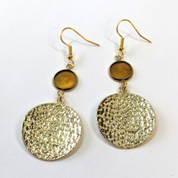 Modern Stamped Round Resin Connector Earrings Gold - Image 4