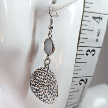 Modern Stamped Round Resin Connector Earrings Silver - Image 2