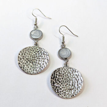 Modern Stamped Round Resin Connector Earrings Silver - Image 4