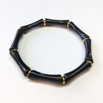 Gold Black Boho Bohemia Bamboo Slip-on Acrylic Bracelet