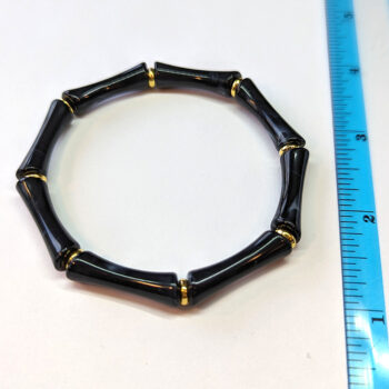 Gold Black Boho Bohemia Bamboo Slip-on Acrylic Bracelet - Image 2