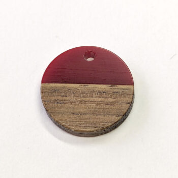 Red Round Circle Resin Geometric Wood Pendant