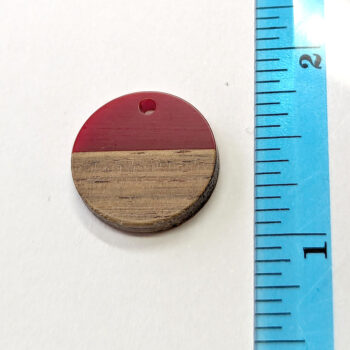 Red Round Circle Resin Geometric Wood Pendant - Image 2