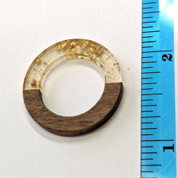 Clear Gold-leaf Hollow Round Hoop Resin Geometric Wood Pendant - Image 2