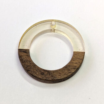 Clear Hollow Round Hoop Resin Geometric Wood Pendant