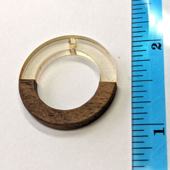 Clear Hollow Round Hoop Resin Geometric Wood Pendant - Image 2