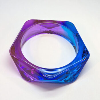 Chunky Polygon Colorful Two Tone Slip-on Bangle Resin Bracelet - Image 9