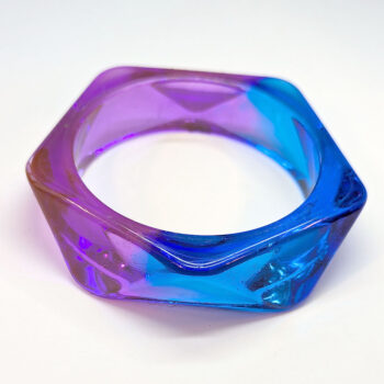 Chunky Polygon Colorful Two Tone Slip-on Bangle Resin Bracelet - Image 8