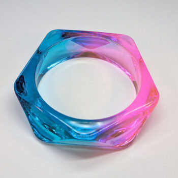 Chunky Polygon Colorful Two Tone Slip-on Bangle Resin Bracelet - Image 7