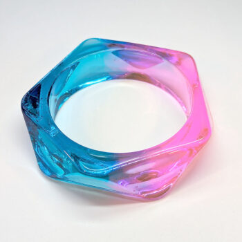 Chunky Polygon Colorful Two Tone Slip-on Bangle Resin Bracelet - Image 6