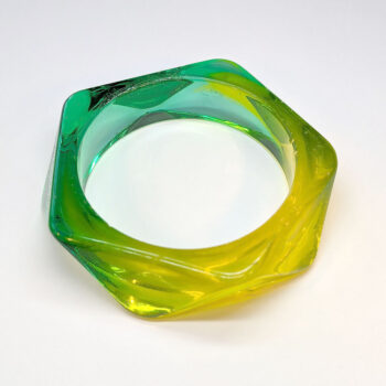 Chunky Polygon Colorful Two Tone Slip-on Bangle Resin Bracelet - Image 5