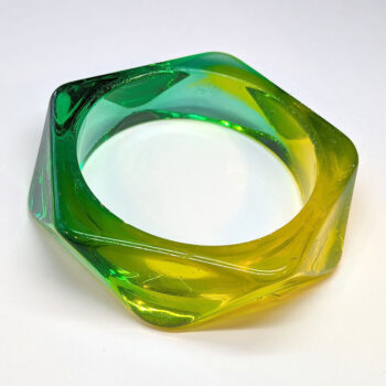 Chunky Polygon Colorful Two Tone Slip-on Bangle Resin Bracelet - Image 4