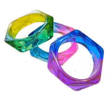 Chunky Polygon Colorful Two Tone Slip-on Bangle Resin Bracelet