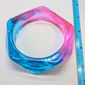 Chunky Polygon Colorful Two Tone Slip-on Bangle Resin Bracelet - Image 2