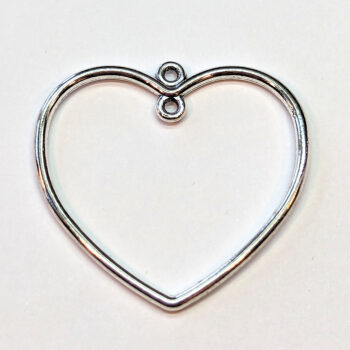 Hollow Heart Connector Pendant Antique Silver