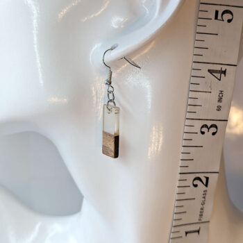 Clear Resin Wood Rectangle Earrings - Image 2