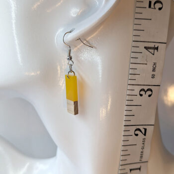 Yellow Resin Wood Rectangle Earrings - Image 2