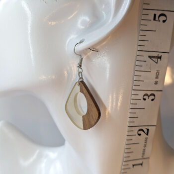 Clear Resin Wood Modern Diamond Teardrop Earrings - Image 2