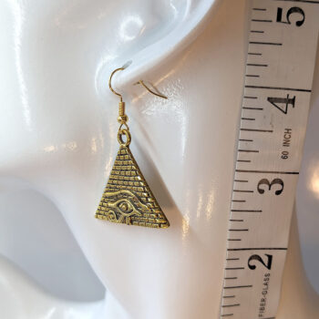 Egyptian Eye of Horus Gold Pyramid Earrings - Image 2