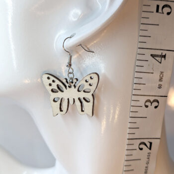 Butterfly Wide Wings Natural Wood Earrings - Image 2