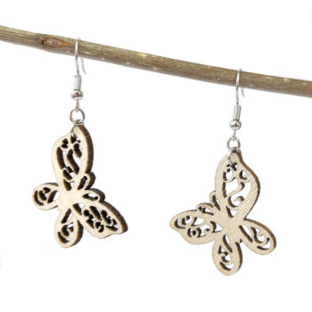 Butterfly Irregular Wings Natural Wood Earrings