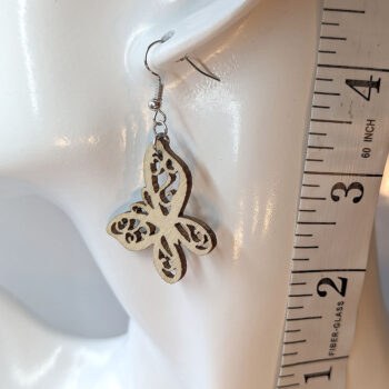 Butterfly Irregular Wings Natural Wood Earrings - Image 2