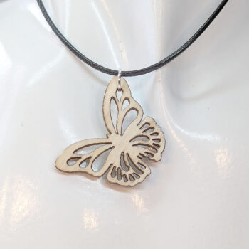 Butterfly Hollow Wings Natural Wood Pendant Necklace - Image 4